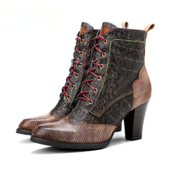 Socofy Vicconfy Vintage Western Cowboy Style Stiletto Heels Heel Women's Boots