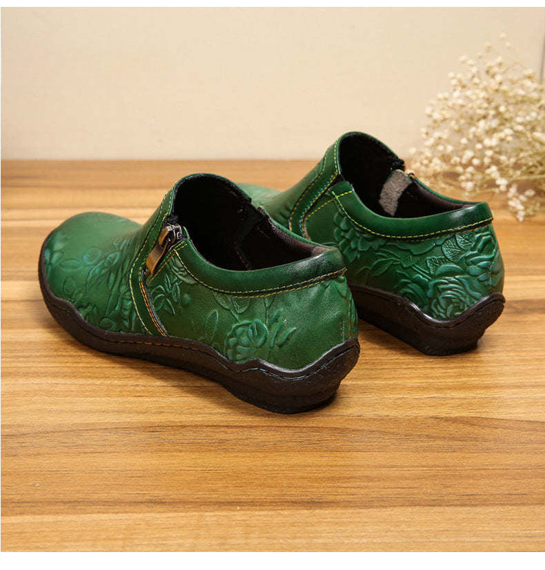 Socofy Vicconfy Handmade Cowhide Simple Women's Fashion Single Shoes Flats