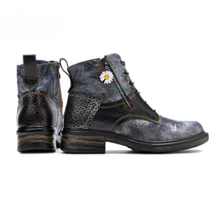 Socofy Vicconfy Vintage Biker Metallic Boots