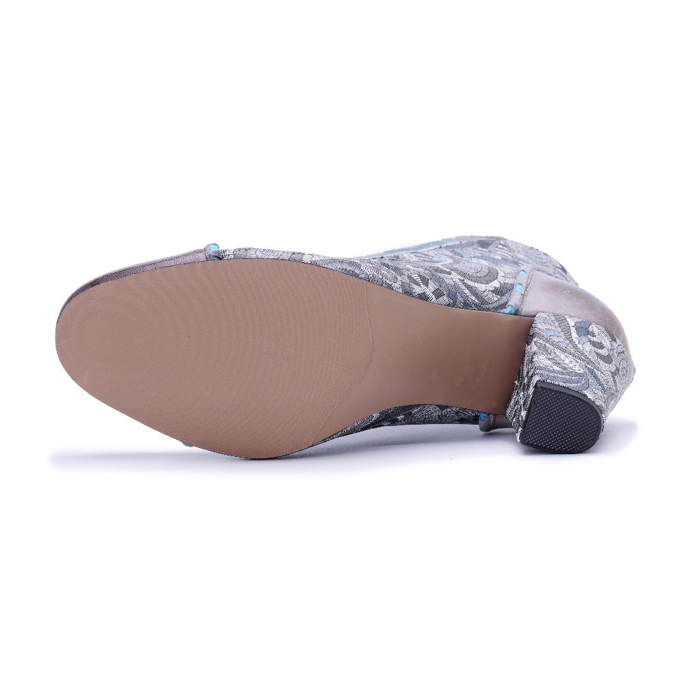 Socofy Handmade Genuine Leather Heeled Short Boots