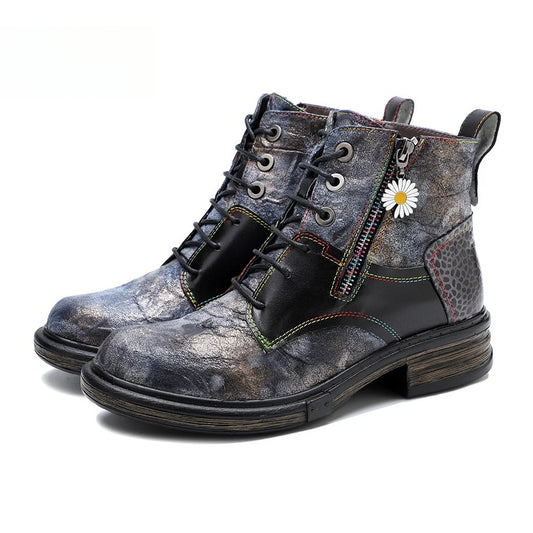 Socofy Vicconfy Vintage Biker Metallic Boots 1000