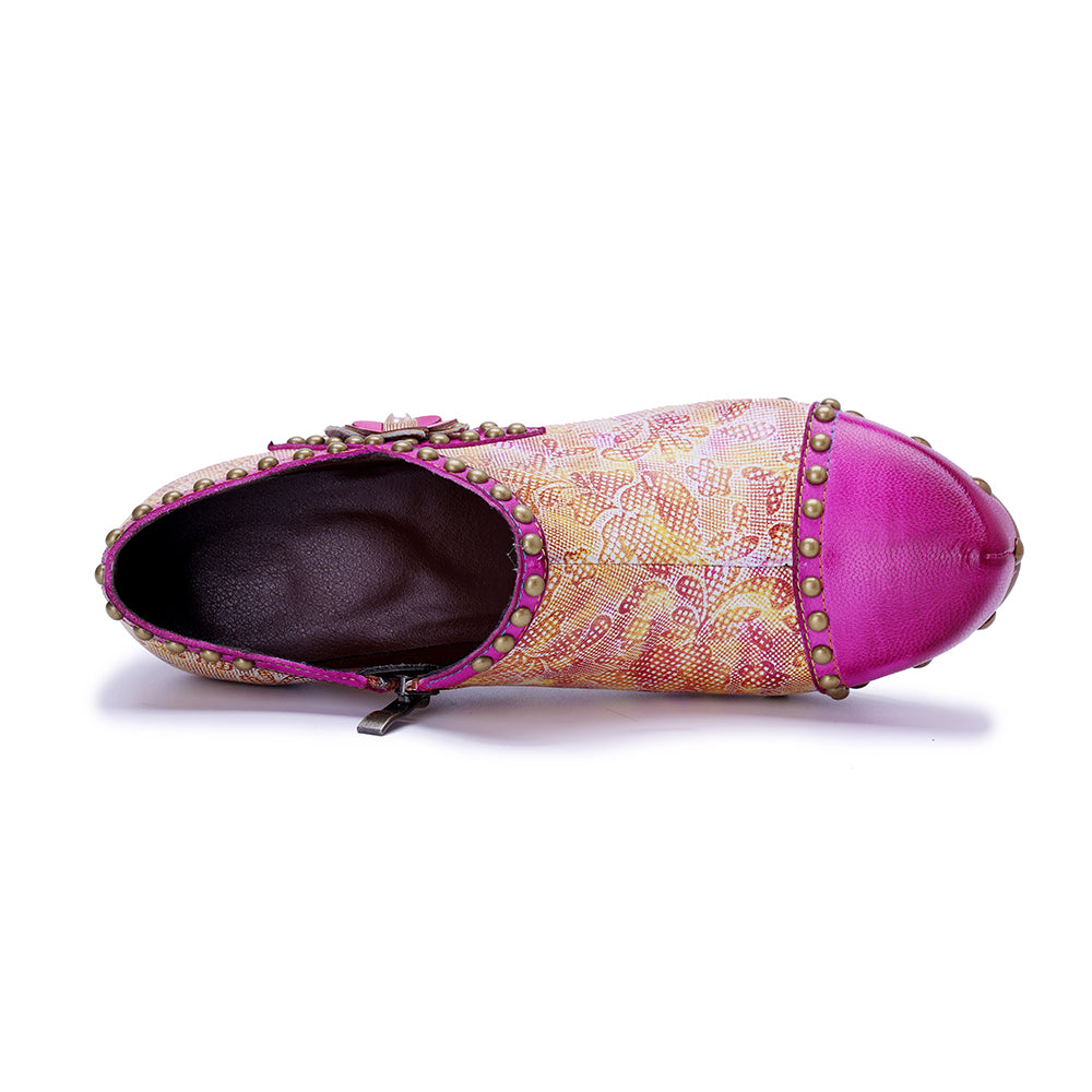 Socofy Vicconfy Pink Sweet Ethnic Heels