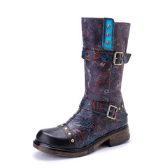 Socofy Winter Vintage Printed Platform Boots