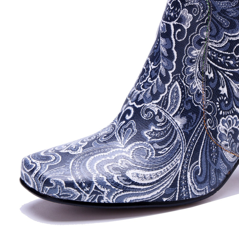Socofy Fall Vintage Handmade Leather Side Zipper Boots