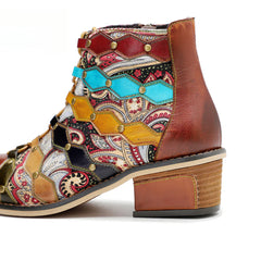 Socofy Vicconfy Vintage Handmade Romantic Exquisite Ankle Boots
