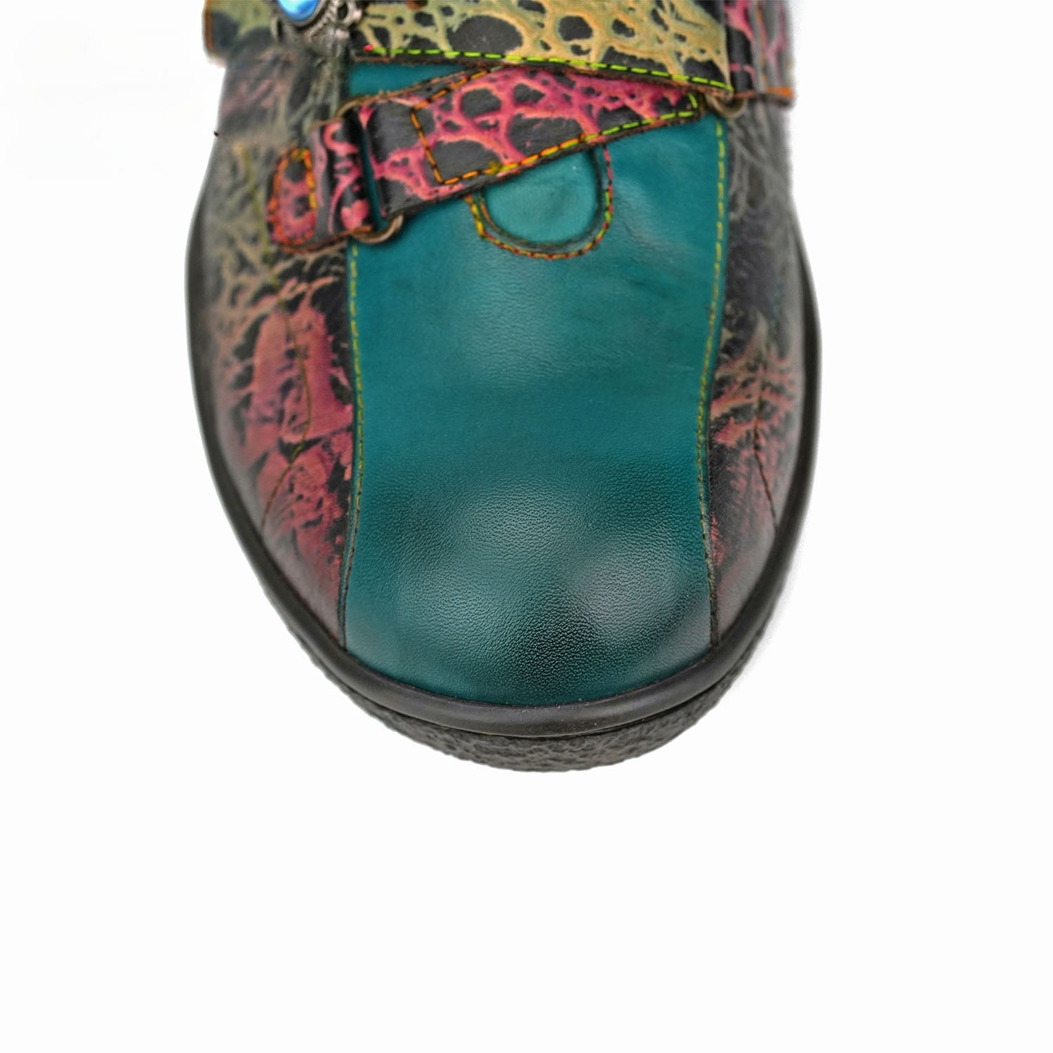 Socofy Vicconfy Vintage Hand Painted Genuine Leather Flat Shoes