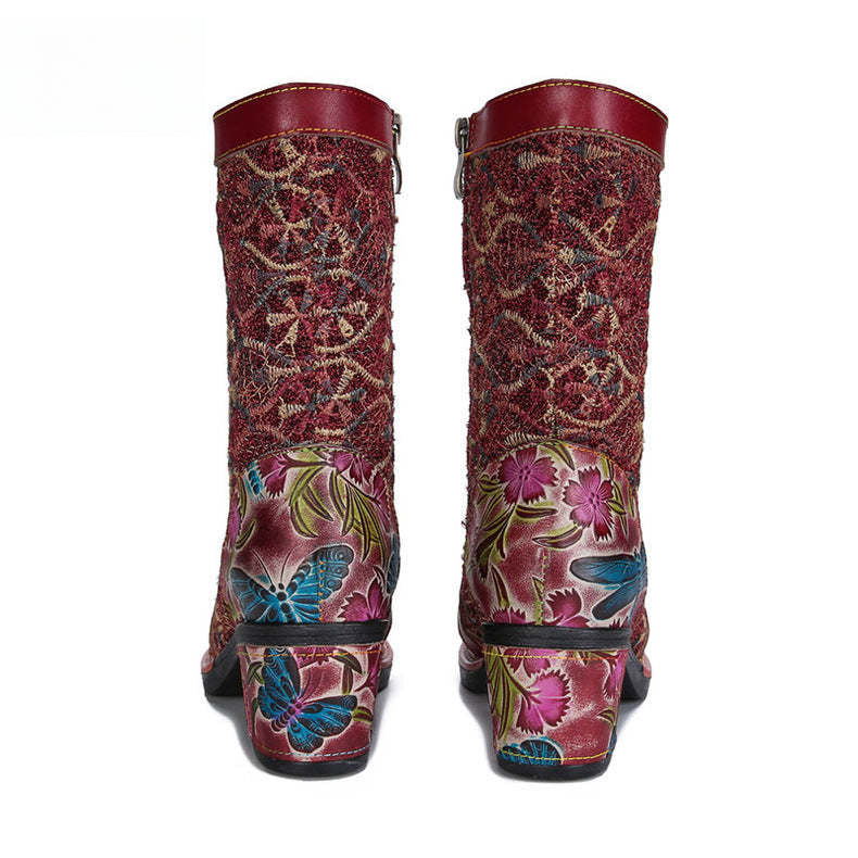 Socofy Vicconfy Leather Side Zipper Fashion VintageWomen's Boots