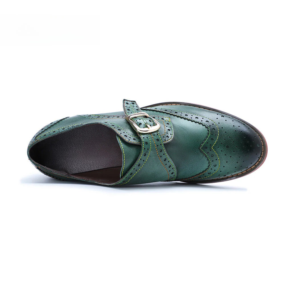 Socofy Handmade Leather Vintage Flat Loafers Shoes