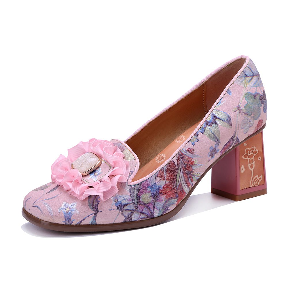 Socofy Vicconfy Pink Floral High Heels