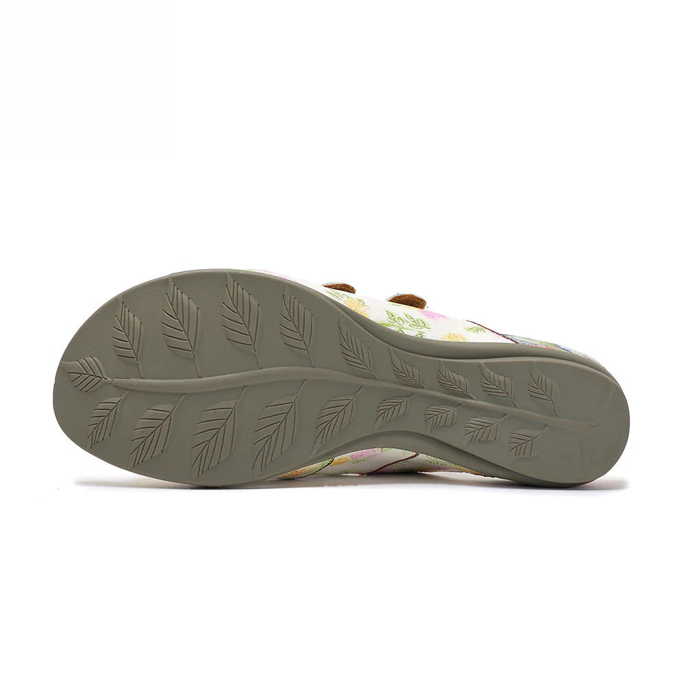 Socofy Vicconfy Summer Floral Leather Slippers