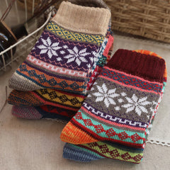 Socofy Vintage Thickened Warm Ethnic Wool Socks