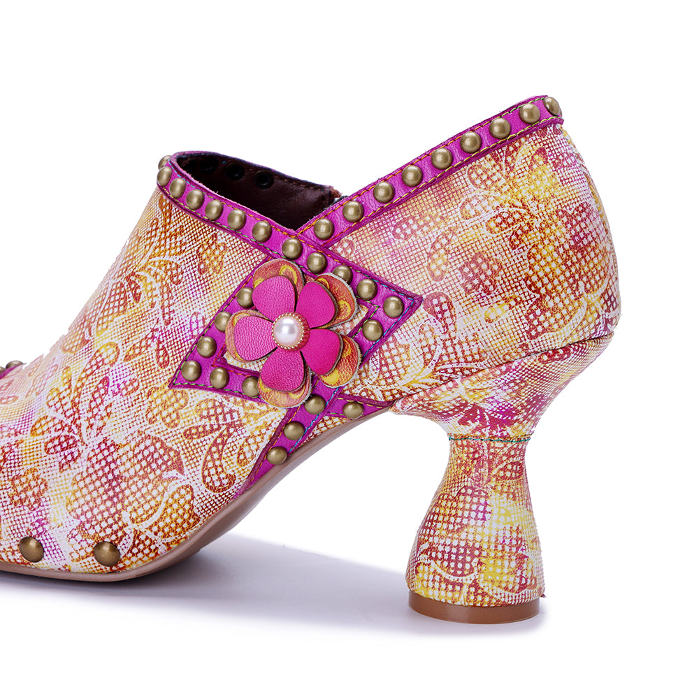 Socofy Vicconfy Pink Sweet Ethnic Heels