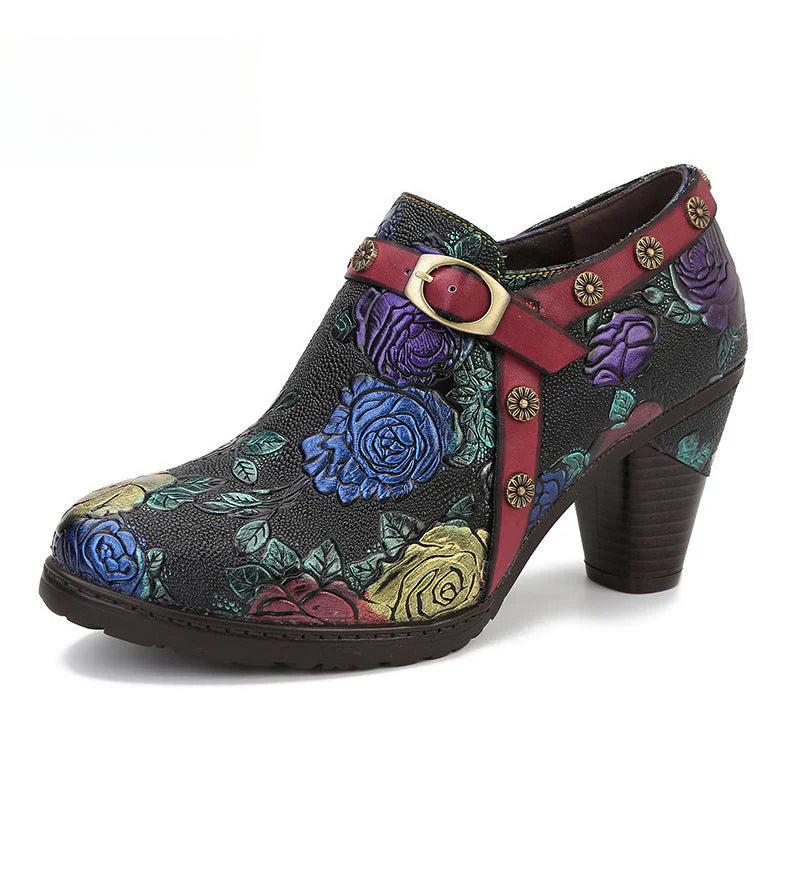 Socofy Vicconfy Heeled Women's Romantic Vintage Rose Single Shoes