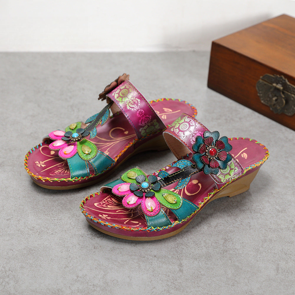 Socofy Vicconfy Boho Vintage Floral Slippers