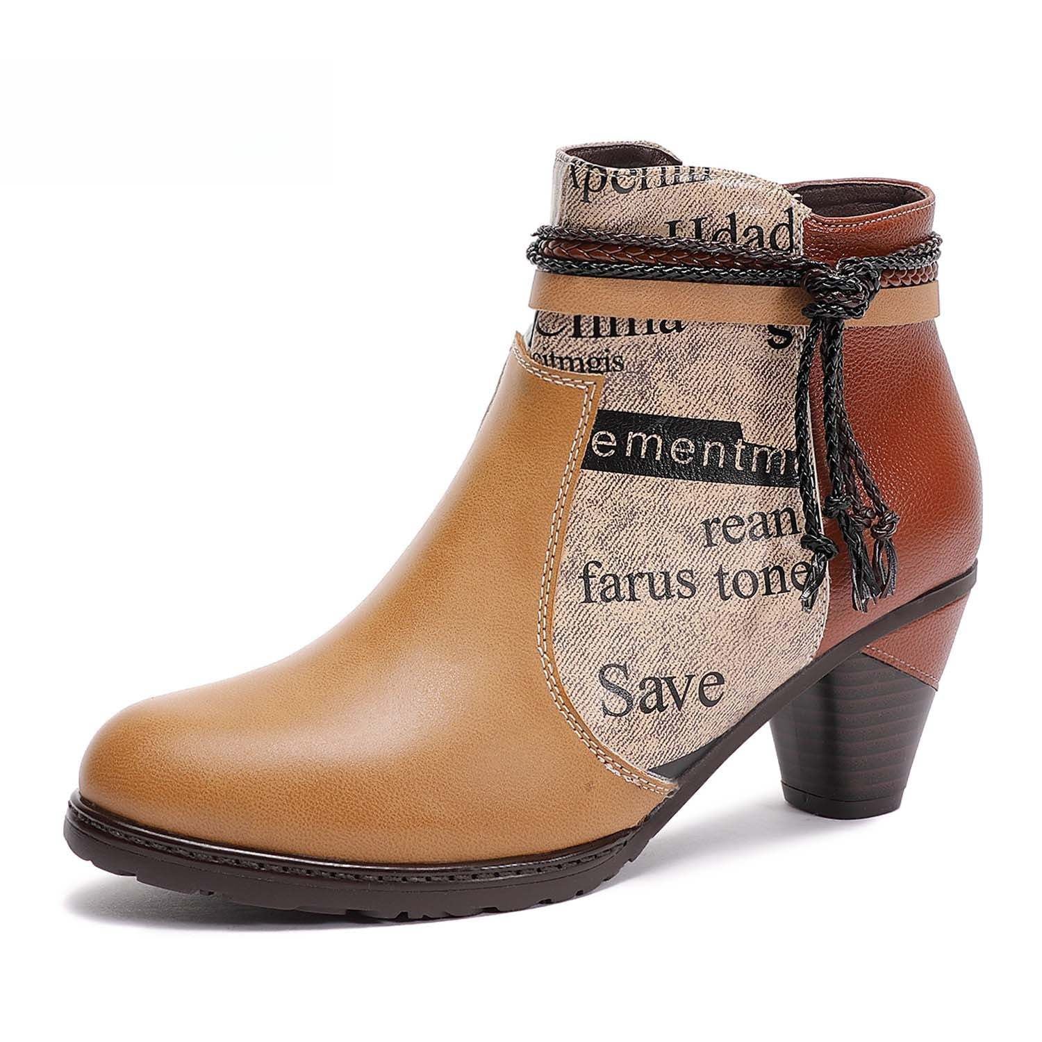 Socofy Low-top cowhide leather round-toe fashion women's shoes with drawstring design