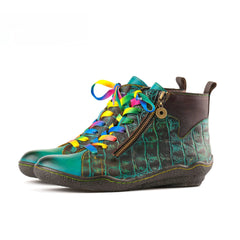 Socofy Vicconfy Handcrafted Vintage Stylish Comfort Printed Walking Boots