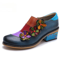 Socofy Vintage Comfort Brock Women's genuine Leather Flats Shoes