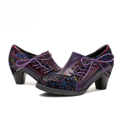 Socofy Vicconfy Vintage Elegance Leather Pumps