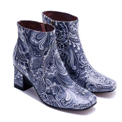 Socofy Fall Vintage Handmade Leather Side Zipper Boots