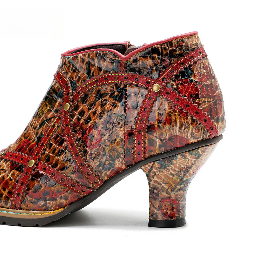 Socofy Vicconfy Handmade Studded Patchwork Heels