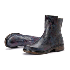 Socofy Winter Vintage Embossed Pattern Short Boots
