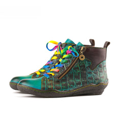 Socofy Vicconfy Handcrafted Vintage Stylish Comfort Printed Walking Boots
