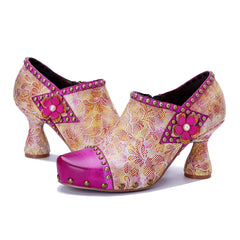Socofy Vicconfy Pink Sweet Ethnic Heels