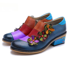 Socofy Vintage Comfort Brock Women's genuine Leather Flats Shoes