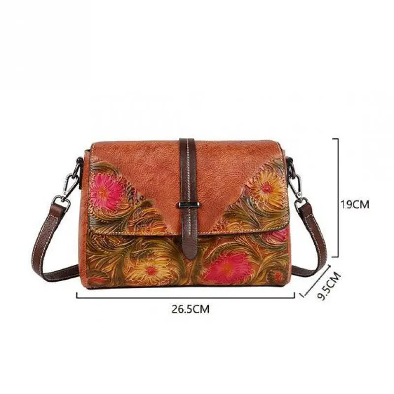Socofy Women Shoulder Bag Genuine Leather Handbag Female Luxury Handmade Embossed Vintage Flap Bag Messenger Bags