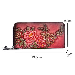 Socofy Women's Vintage Wallet Female Long Genuine Leather Wallets Woman's Purses Card Holder