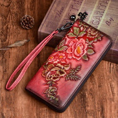 Socofy Women's Vintage Wallet Female Long Genuine Leather Wallets Woman's Purses Card Holder