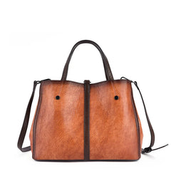 Socofy Women's Bag Genuine Leather Handbag For Women Vintage Embossed Female Shoulder Bag Handmade Large Capacity Crossbody Bag