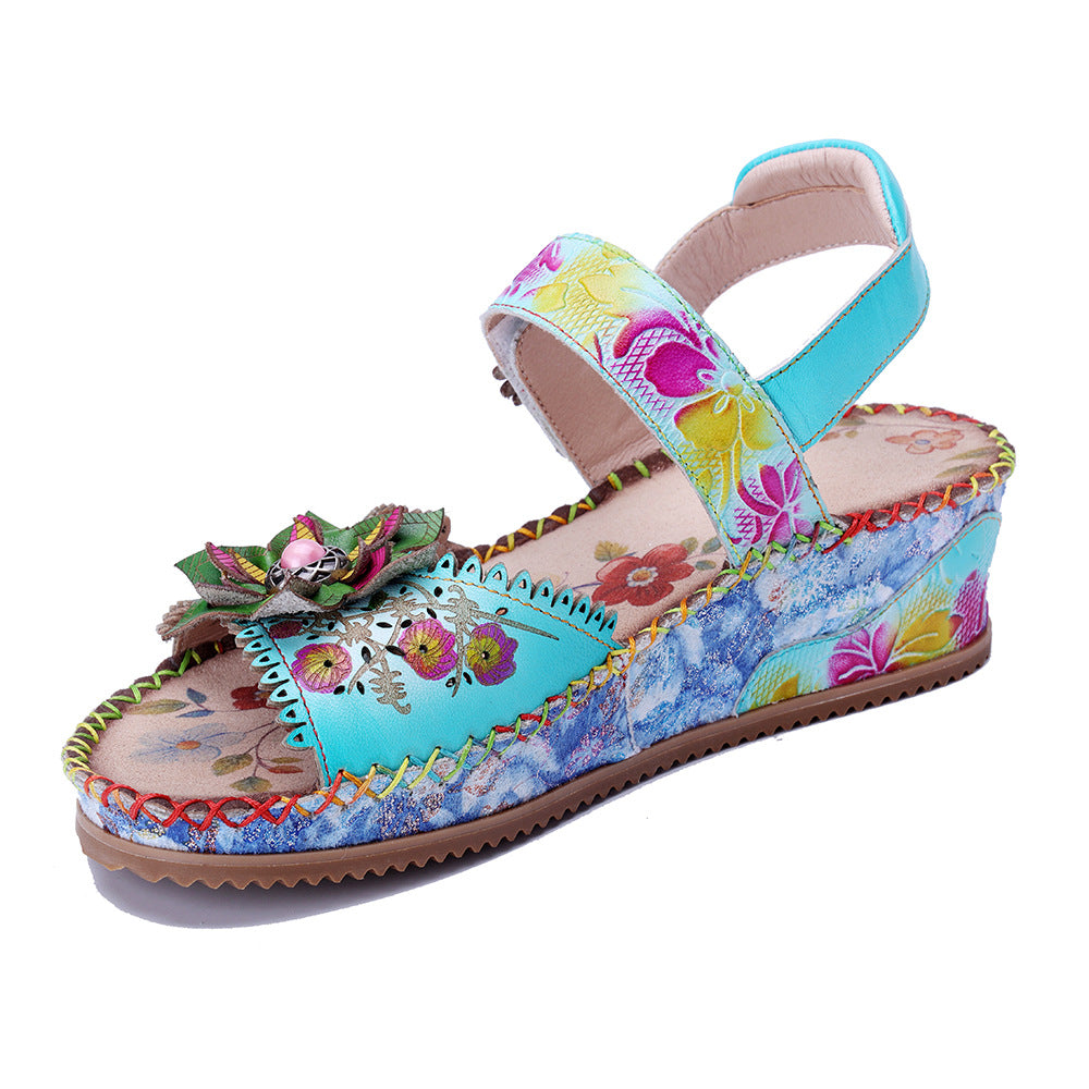 Socofy Retro Handmade Leather Sandals