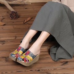 Socofy Summer Ethnic Floral Slippers