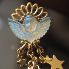 Handmade Vintage White Angel Star Earrings