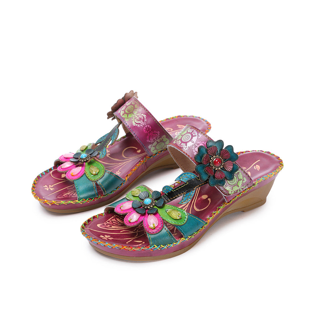 Socofy Vicconfy Boho Vintage Floral Slippers