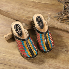 Socofy Summer Ethnic Wedge Slippers