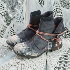 Socofy New Chinese Style Flat Short Boots