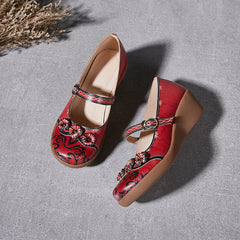 Socofy Summer Genuine Leather Mary Jane Shoes
