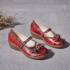 Socofy Summer Genuine Leather Mary Jane Shoes