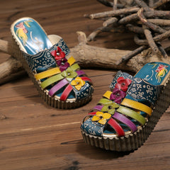 Socofy Summer Ethnic Floral Slippers