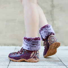 Socofy Printed Leather Snow Boots