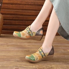 Socofy Summer Leather Wedge Shoes