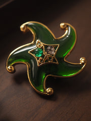 Starfish and Starfish Glass Emerald Ear Clips