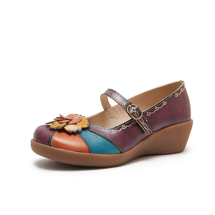 Socofy Summer Leather Thick Sole Shoes