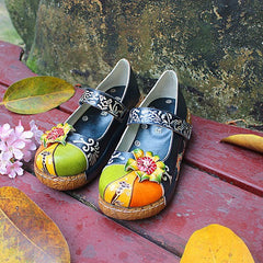Socofy Summer Leather Printed Slippers
