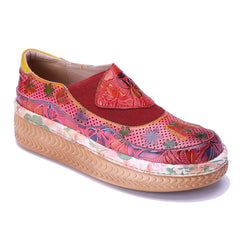 Socofy Handmade Leather Printed Casual Shoes