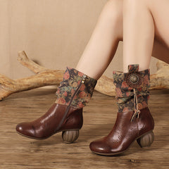 Socofy Handmade Ethnic Floral Boots