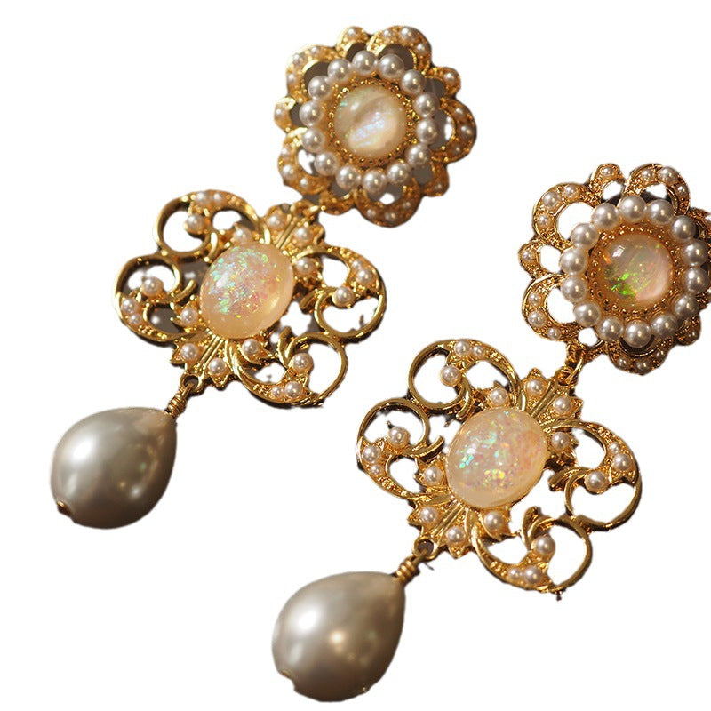 Vintage Italian Florentine Court Style Baroque Gemstone Earrings