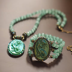 Handmade Mermaid Beaded Vintage Court Style Bracelet Necklace
